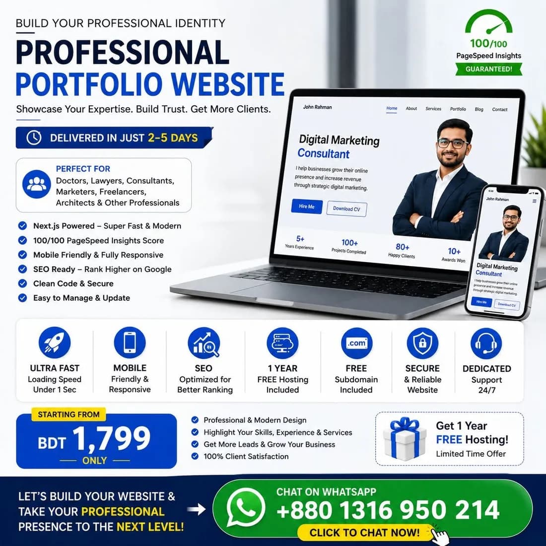 Doctor portfolio website concept created by HostFluxer